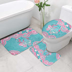 Hereditary And Gynecologic Cancer Awareness Bathroom Set Teal Pink Ribbon Aboriginal Art - Aussie Hoodie