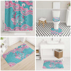 Hereditary And Gynecologic Cancer Awareness Bathroom Set Teal Pink Ribbon Aboriginal Art - Aussie Hoodie