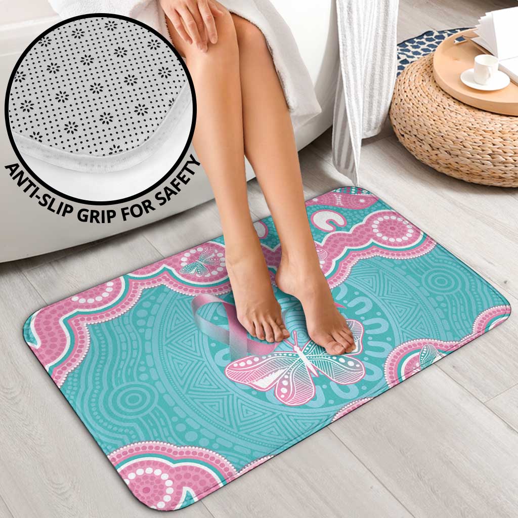 Hereditary And Gynecologic Cancer Awareness Bathroom Set Teal Pink Ribbon Aboriginal Art - Aussie Hoodie
