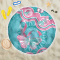 Hereditary And Gynecologic Cancer Awareness Beach Blanket Teal Pink Ribbon Aboriginal Art - Aussie Hoodie
