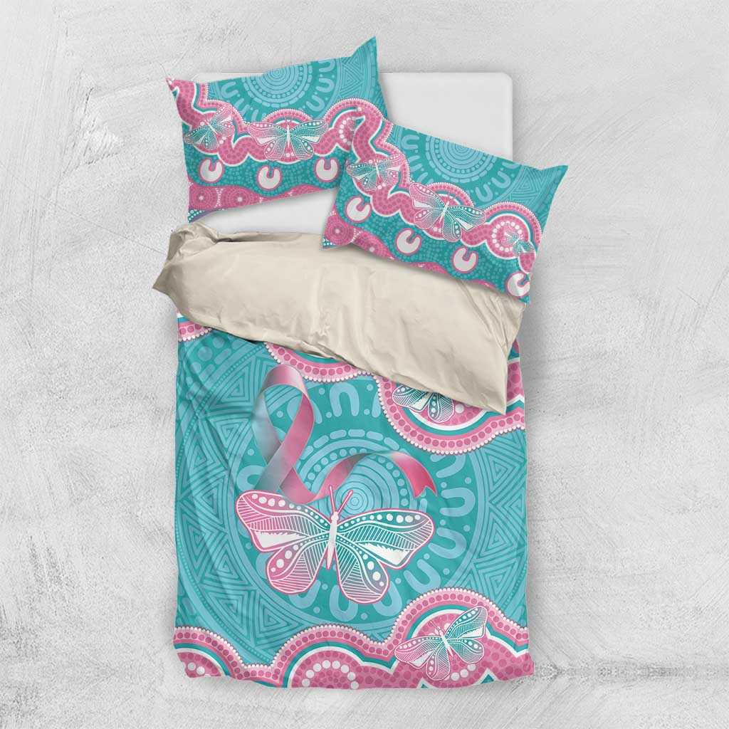 Hereditary And Gynecologic Cancer Awareness Bedding Set Teal Pink Ribbon Aboriginal Art - Aussie Hoodie