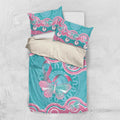 Hereditary And Gynecologic Cancer Awareness Bedding Set Teal Pink Ribbon Aboriginal Art - Aussie Hoodie