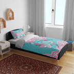 Hereditary And Gynecologic Cancer Awareness Bedding Set Teal Pink Ribbon Aboriginal Art - Aussie Hoodie