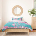 Hereditary And Gynecologic Cancer Awareness Bedding Set Teal Pink Ribbon Aboriginal Art - Aussie Hoodie