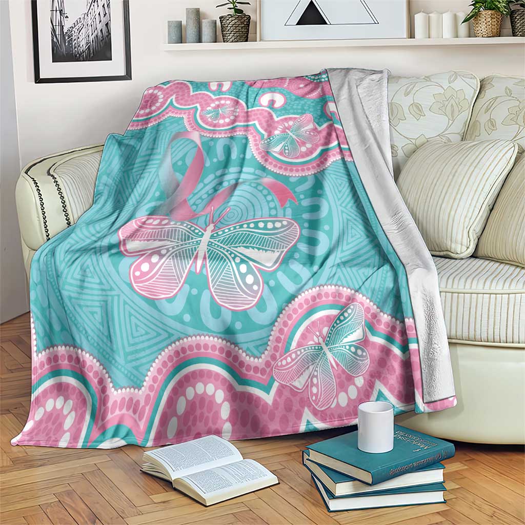 Hereditary And Gynecologic Cancer Awareness Blanket Teal Pink Ribbon Aboriginal Art - Aussie Hoodie
