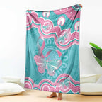 Hereditary And Gynecologic Cancer Awareness Blanket Teal Pink Ribbon Aboriginal Art - Aussie Hoodie