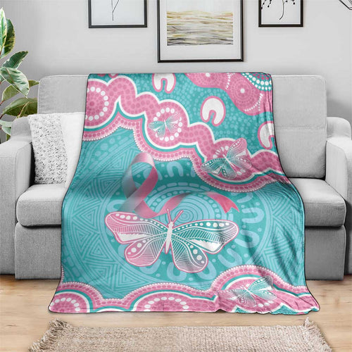 Hereditary And Gynecologic Cancer Awareness Blanket Teal Pink Ribbon Aboriginal Art - Aussie Hoodie