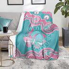 Hereditary And Gynecologic Cancer Awareness Blanket Teal Pink Ribbon Aboriginal Art - Aussie Hoodie