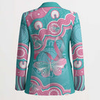 Hereditary And Gynecologic Cancer Awareness Blazer Teal Pink Ribbon Aboriginal Art - Aussie Hoodie