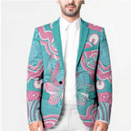 Hereditary And Gynecologic Cancer Awareness Blazer Teal Pink Ribbon Aboriginal Art - Aussie Hoodie
