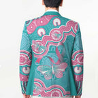 Hereditary And Gynecologic Cancer Awareness Blazer Teal Pink Ribbon Aboriginal Art - Aussie Hoodie