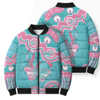 Hereditary And Gynecologic Cancer Awareness Bomber Puffer Jacket Teal Pink Ribbon Aboriginal Art - Aussie Hoodie