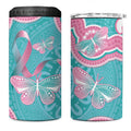 Hereditary And Gynecologic Cancer Awareness 4 in 1 Can Cooler Tumbler Teal Pink Ribbon Aboriginal Art - Aussie Hoodie