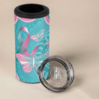 Hereditary And Gynecologic Cancer Awareness 4 in 1 Can Cooler Tumbler Teal Pink Ribbon Aboriginal Art - Aussie Hoodie