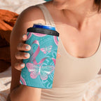 Hereditary And Gynecologic Cancer Awareness 4 in 1 Can Cooler Tumbler Teal Pink Ribbon Aboriginal Art - Aussie Hoodie