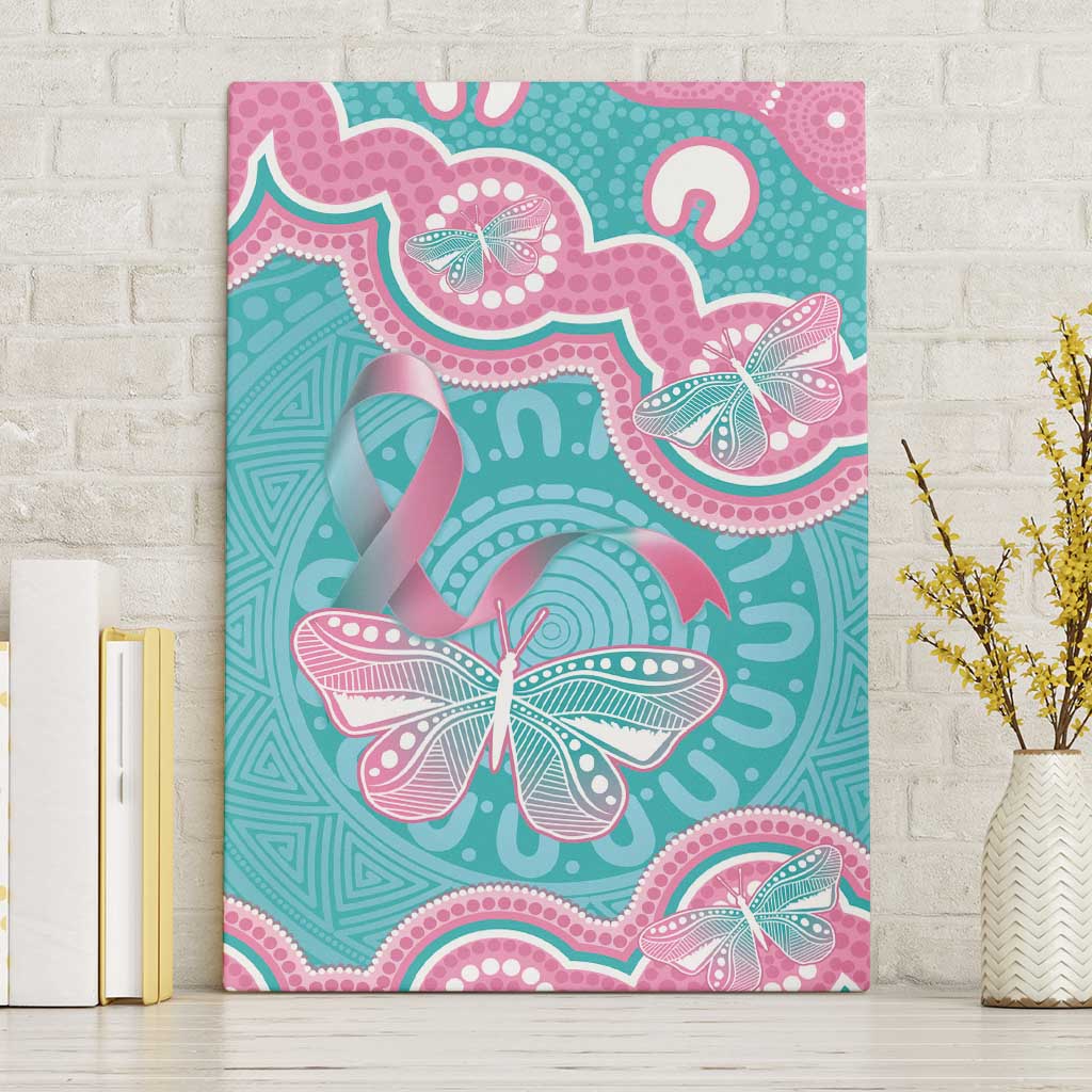 Hereditary And Gynecologic Cancer Awareness Canvas Wall Art Teal Pink Ribbon Aboriginal Art - Aussie Hoodie