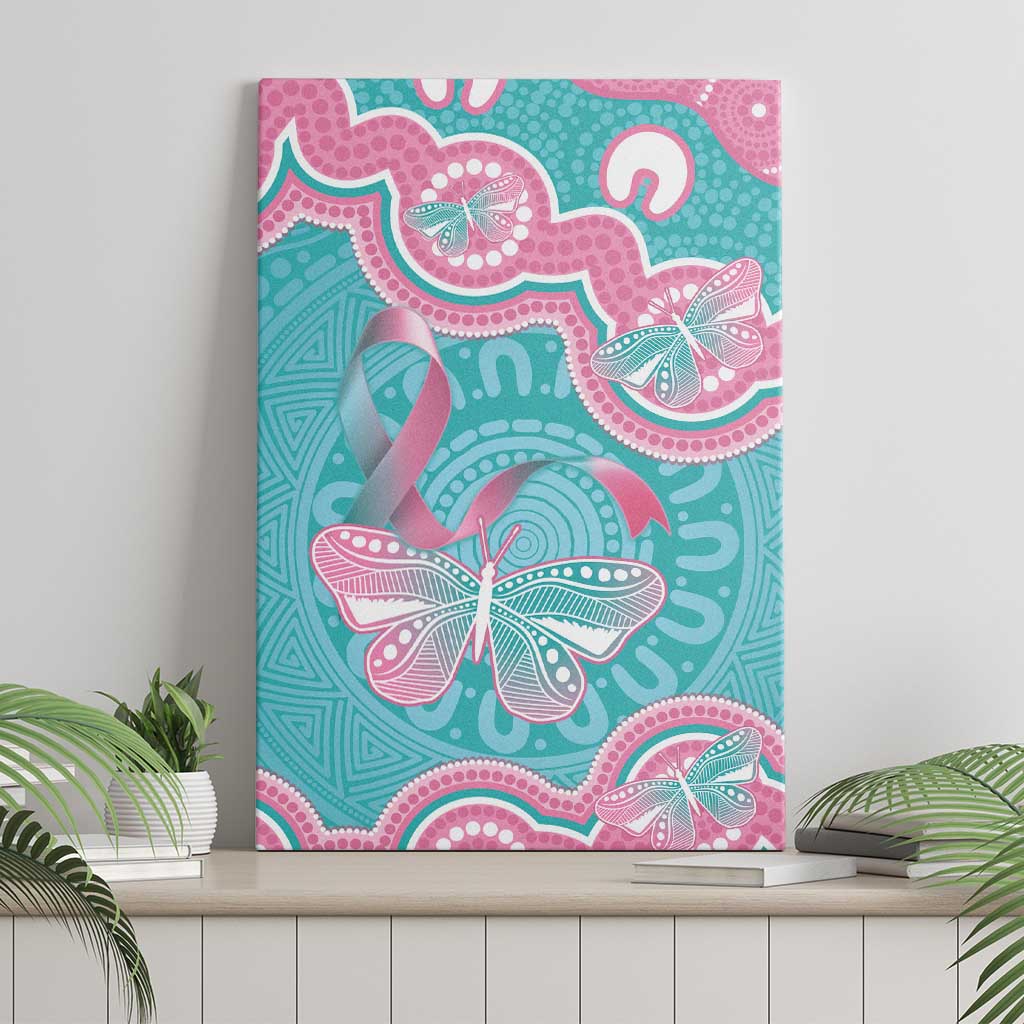 Hereditary And Gynecologic Cancer Awareness Canvas Wall Art Teal Pink Ribbon Aboriginal Art - Aussie Hoodie