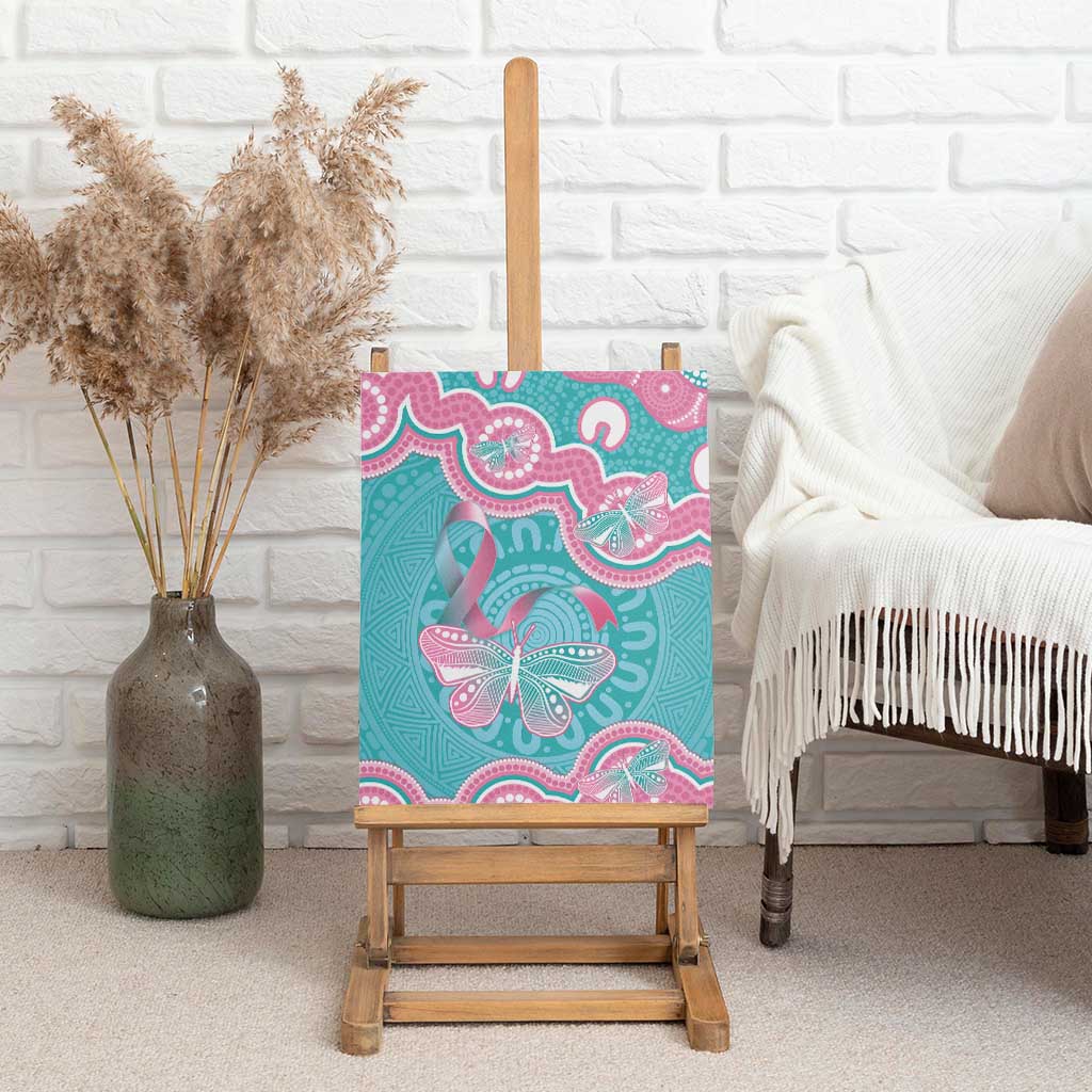Hereditary And Gynecologic Cancer Awareness Canvas Wall Art Teal Pink Ribbon Aboriginal Art - Aussie Hoodie