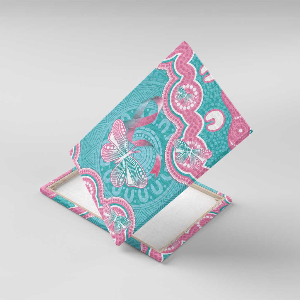 Hereditary And Gynecologic Cancer Awareness Canvas Wall Art Teal Pink Ribbon Aboriginal Art - Aussie Hoodie