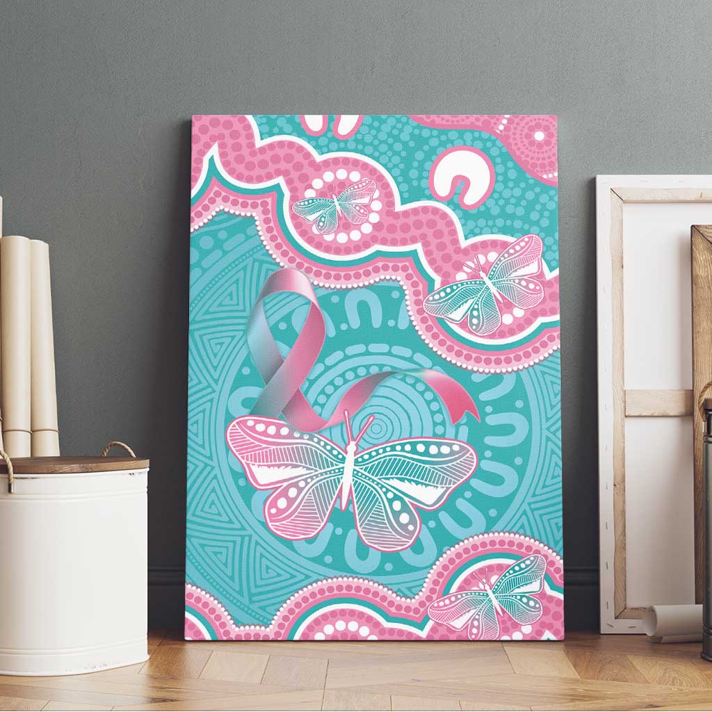 Hereditary And Gynecologic Cancer Awareness Canvas Wall Art Teal Pink Ribbon Aboriginal Art - Aussie Hoodie