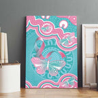 Hereditary And Gynecologic Cancer Awareness Canvas Wall Art Teal Pink Ribbon Aboriginal Art - Aussie Hoodie