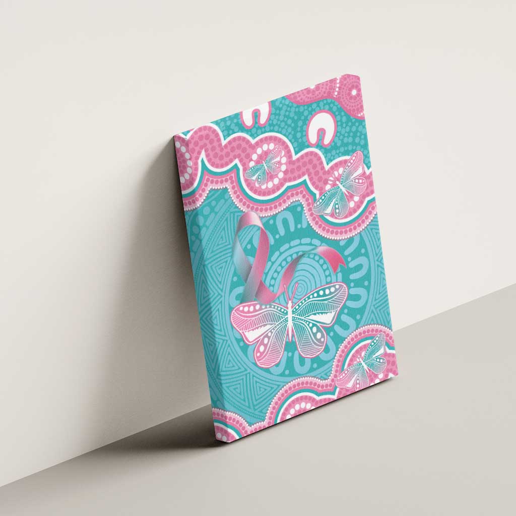 Hereditary And Gynecologic Cancer Awareness Canvas Wall Art Teal Pink Ribbon Aboriginal Art - Aussie Hoodie