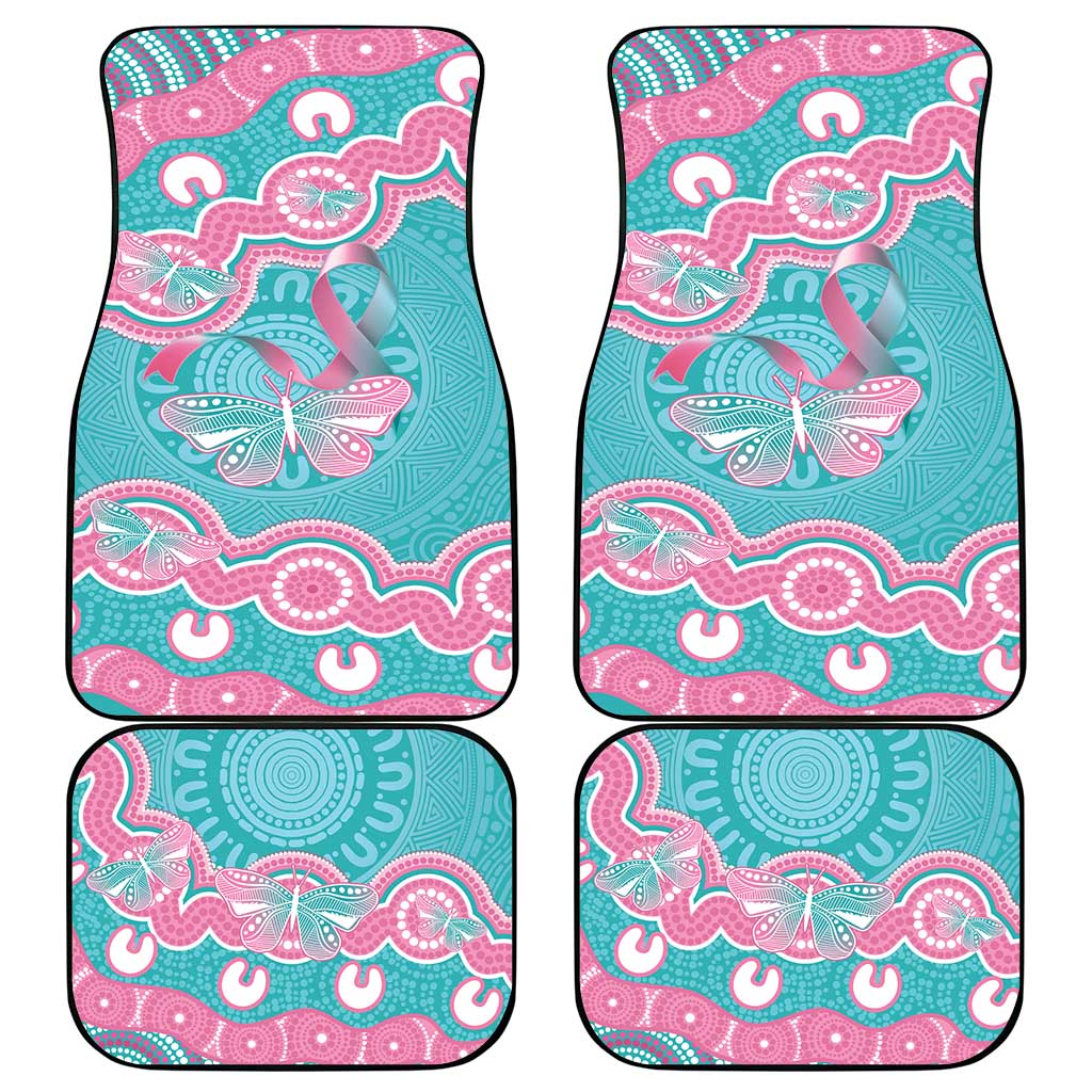 Hereditary And Gynecologic Cancer Awareness Car Mats Teal Pink Ribbon Aboriginal Art - Aussie Hoodie