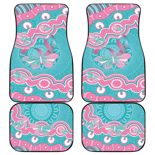 Hereditary And Gynecologic Cancer Awareness Car Mats Teal Pink Ribbon Aboriginal Art - Aussie Hoodie