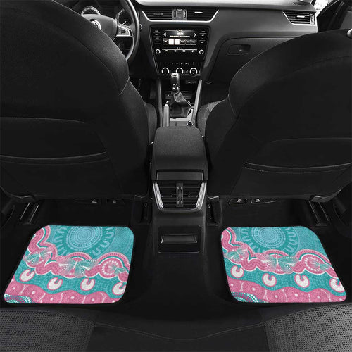 Hereditary And Gynecologic Cancer Awareness Car Mats Teal Pink Ribbon Aboriginal Art - Aussie Hoodie