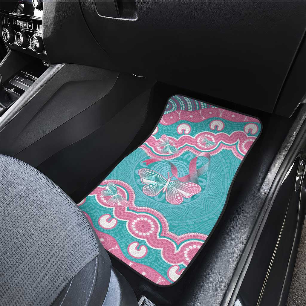Hereditary And Gynecologic Cancer Awareness Car Mats Teal Pink Ribbon Aboriginal Art - Aussie Hoodie