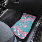 Hereditary And Gynecologic Cancer Awareness Car Mats Teal Pink Ribbon Aboriginal Art - Aussie Hoodie