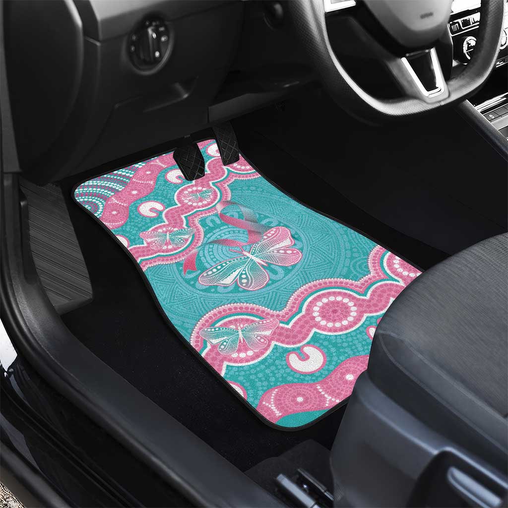 Hereditary And Gynecologic Cancer Awareness Car Mats Teal Pink Ribbon Aboriginal Art - Aussie Hoodie