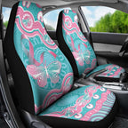 Hereditary And Gynecologic Cancer Awareness Car Seat Cover Teal Pink Ribbon Aboriginal Art - Aussie Hoodie