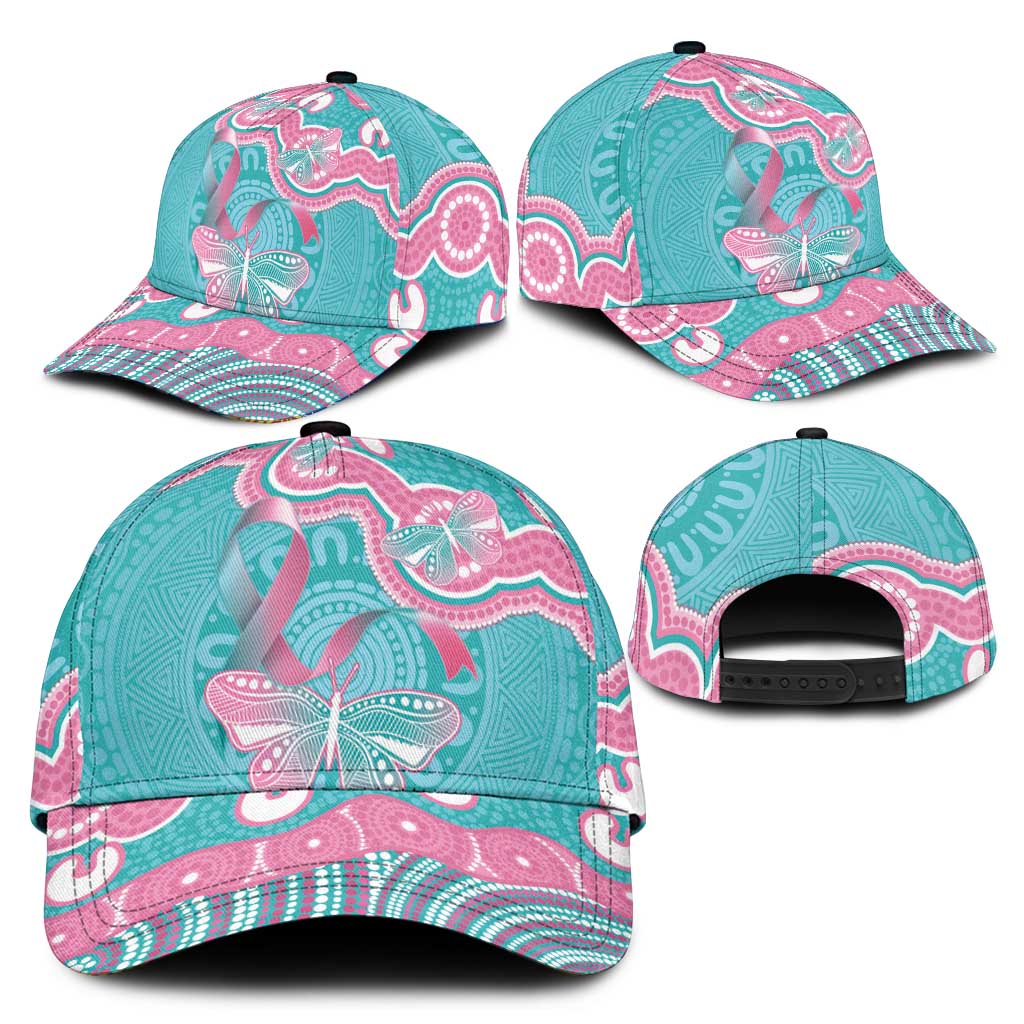 Hereditary And Gynecologic Cancer Awareness Classic Cap Teal Pink Ribbon Aboriginal Art - Aussie Hoodie