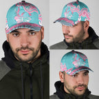 Hereditary And Gynecologic Cancer Awareness Classic Cap Teal Pink Ribbon Aboriginal Art - Aussie Hoodie