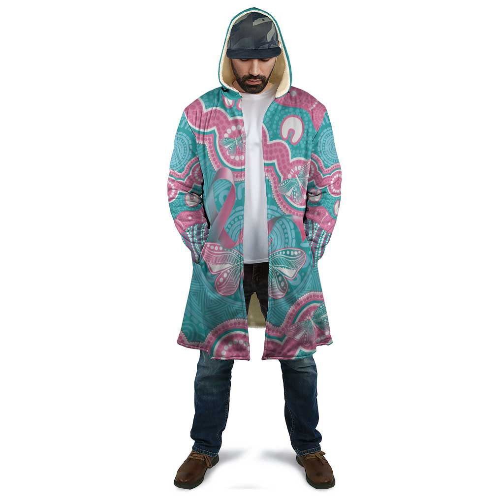 Hereditary And Gynecologic Cancer Awareness Cloak Teal Pink Ribbon Aboriginal Art - Aussie Hoodie