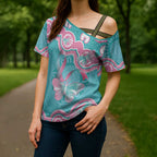 Hereditary And Gynecologic Cancer Awareness Cross Shoulder Shirt Teal Pink Ribbon Aboriginal Art - Aussie Hoodie