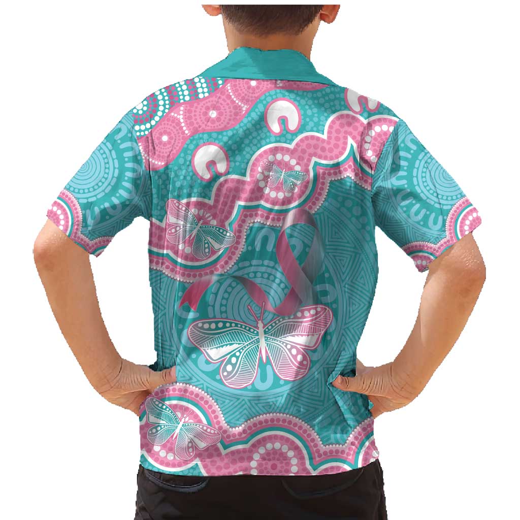 Hereditary And Gynecologic Cancer Awareness Family Matching Mermaid Dress and Hawaiian Shirt Teal Pink Ribbon Aboriginal Art - Aussie Hoodie