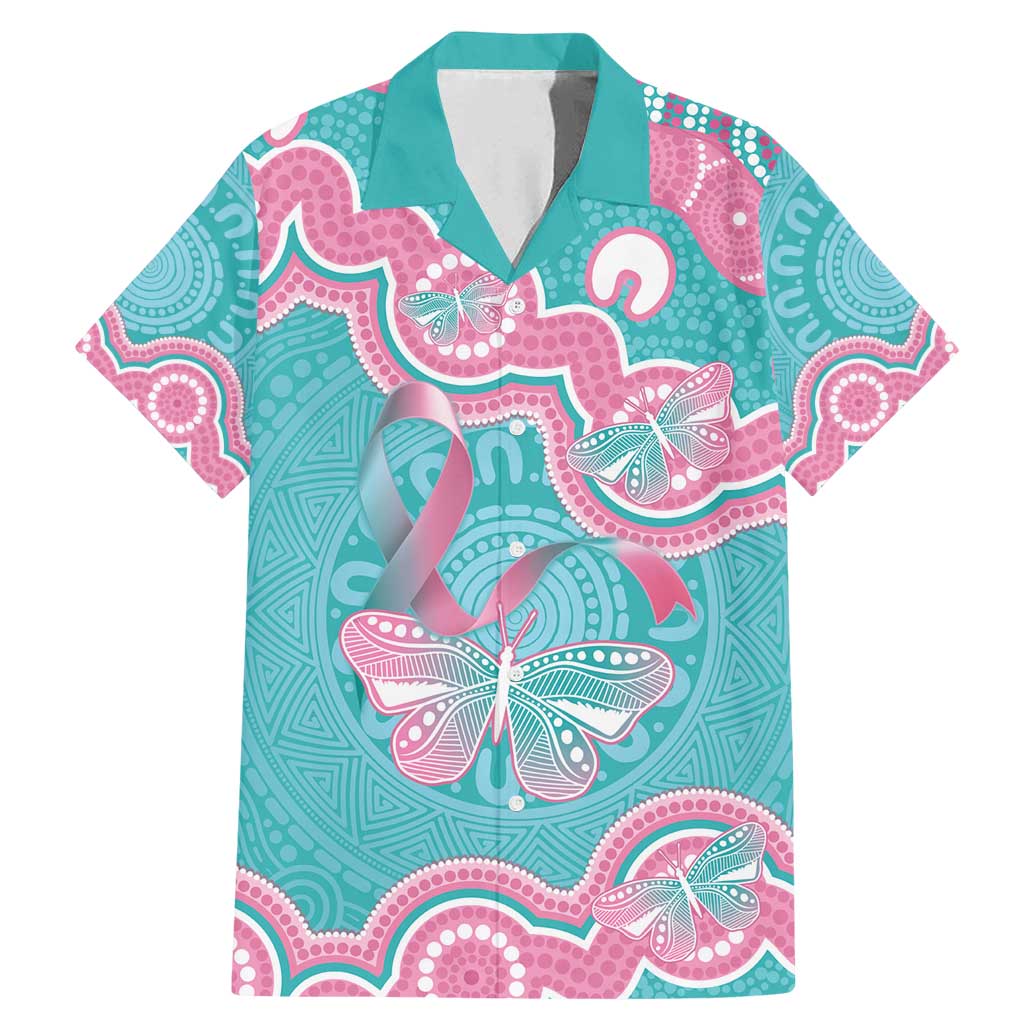 Hereditary And Gynecologic Cancer Awareness Family Matching Mermaid Dress and Hawaiian Shirt Teal Pink Ribbon Aboriginal Art - Aussie Hoodie