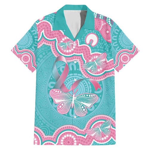 Hereditary And Gynecologic Cancer Awareness Family Matching Mermaid Dress and Hawaiian Shirt Teal Pink Ribbon Aboriginal Art - Aussie Hoodie
