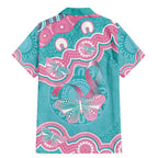 Hereditary And Gynecologic Cancer Awareness Family Matching Mermaid Dress and Hawaiian Shirt Teal Pink Ribbon Aboriginal Art - Aussie Hoodie