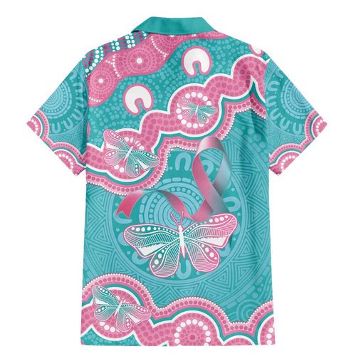 Hereditary And Gynecologic Cancer Awareness Family Matching Mermaid Dress and Hawaiian Shirt Teal Pink Ribbon Aboriginal Art - Aussie Hoodie
