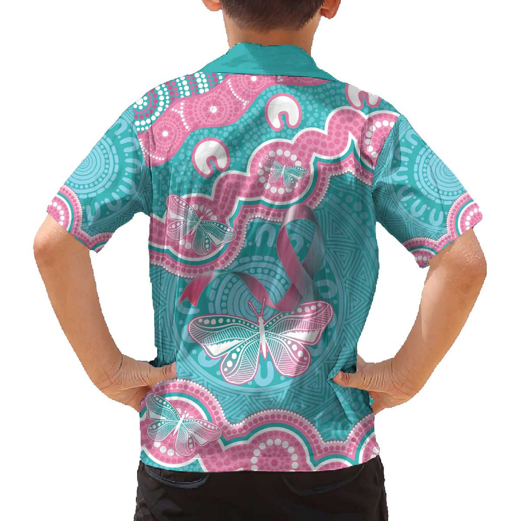 Hereditary And Gynecologic Cancer Awareness Family Matching Off The Shoulder Long Sleeve Dress and Hawaiian Shirt Teal Pink Ribbon Aboriginal Art - Aussie Hoodie