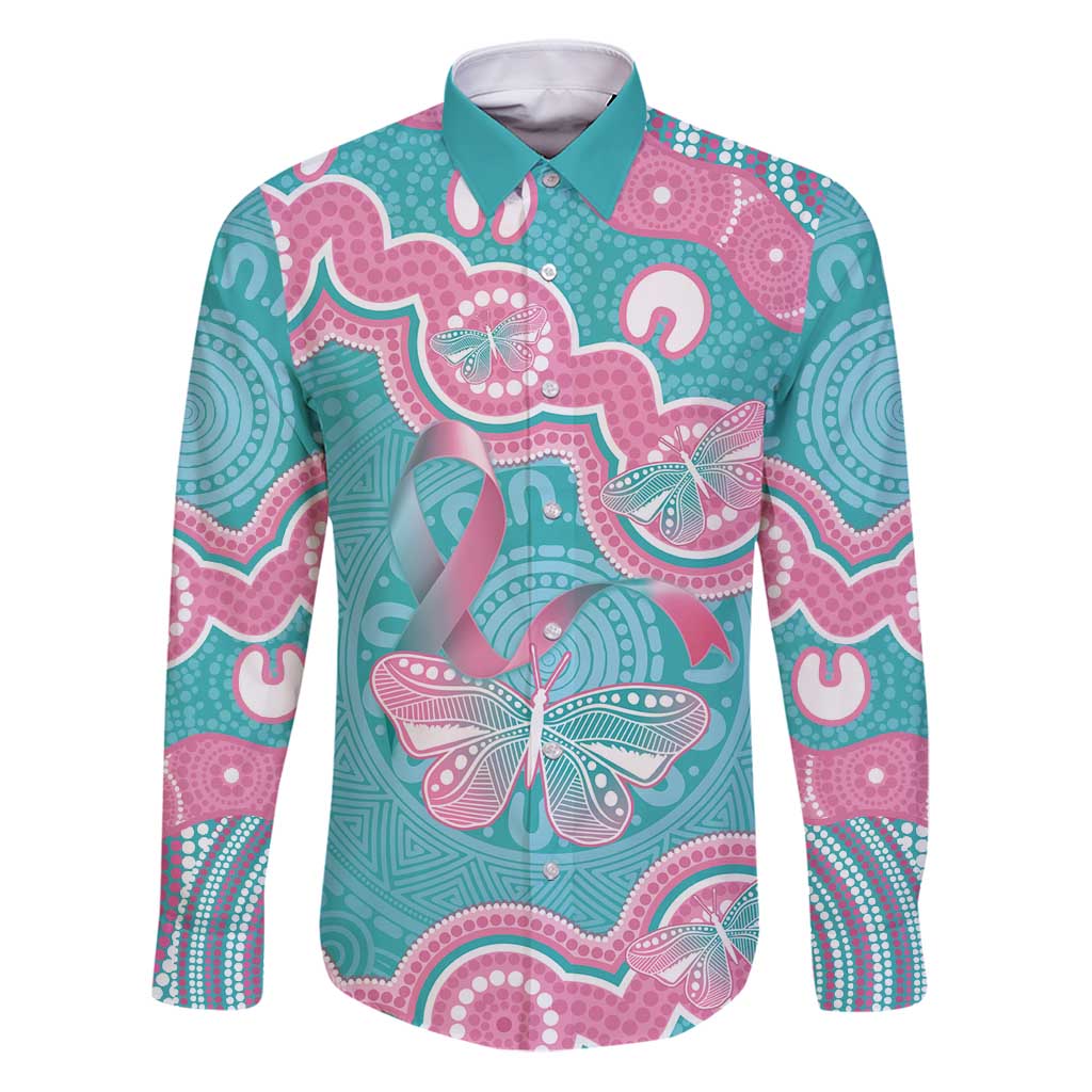 Hereditary And Gynecologic Cancer Awareness Family Matching Puletasi and Hawaiian Shirt Teal Pink Ribbon Aboriginal Art - Aussie Hoodie