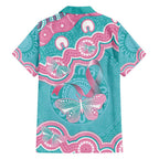 Hereditary And Gynecologic Cancer Awareness Family Matching Short Sleeve Bodycon Dress and Hawaiian Shirt Teal Pink Ribbon Aboriginal Art - Aussie Hoodie