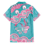 Hereditary And Gynecologic Cancer Awareness Family Matching Tank Maxi Dress and Hawaiian Shirt Teal Pink Ribbon Aboriginal Art - Aussie Hoodie