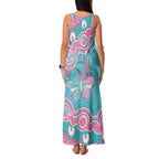 Hereditary And Gynecologic Cancer Awareness Family Matching Tank Maxi Dress and Hawaiian Shirt Teal Pink Ribbon Aboriginal Art - Aussie Hoodie