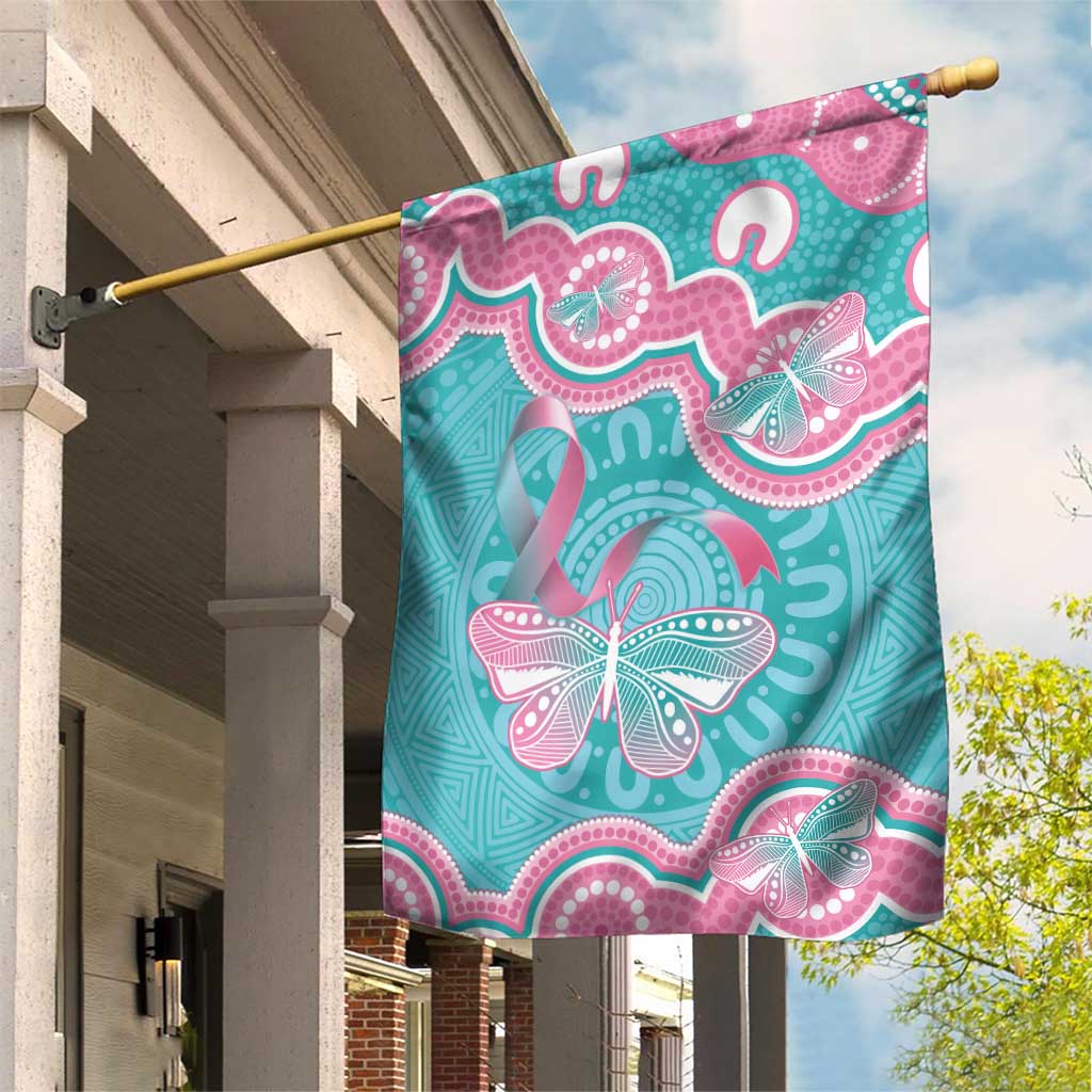 Hereditary And Gynecologic Cancer Awareness Garden Flag Teal Pink Ribbon Aboriginal Art - Aussie Hoodie