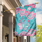 Hereditary And Gynecologic Cancer Awareness Garden Flag Teal Pink Ribbon Aboriginal Art - Aussie Hoodie