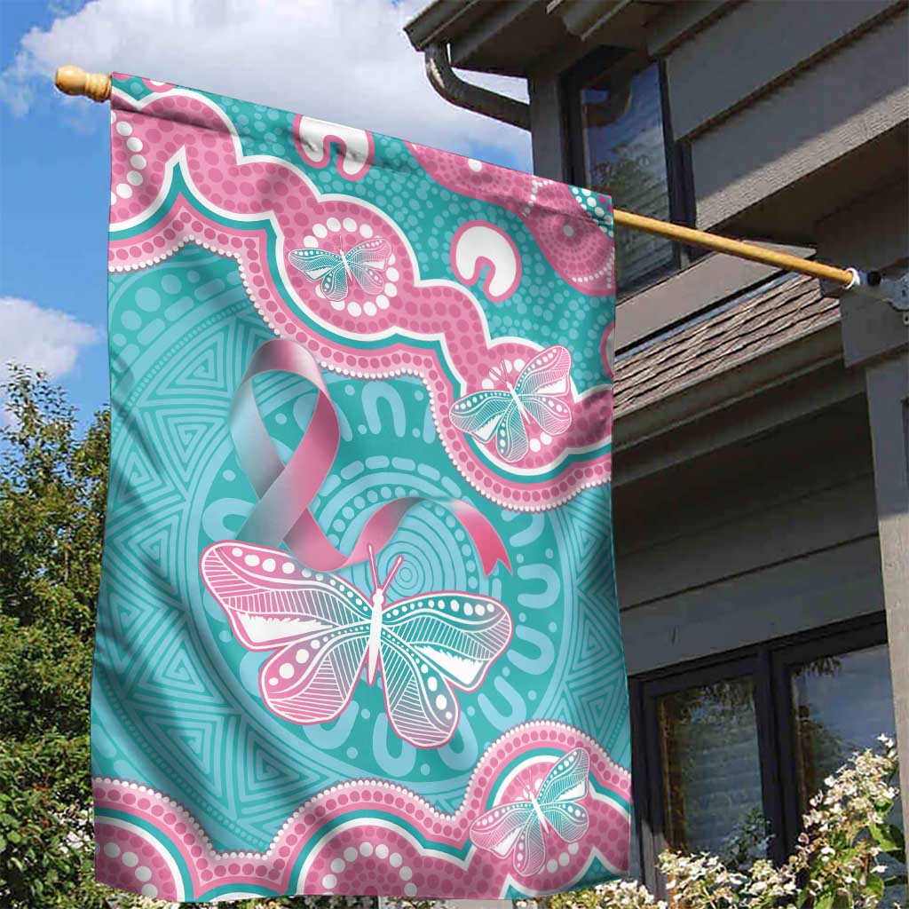 Hereditary And Gynecologic Cancer Awareness Garden Flag Teal Pink Ribbon Aboriginal Art - Aussie Hoodie